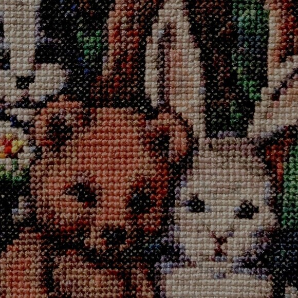 Vintage Cross Stitch Handmade Extra Large Framed Matted Intricate EUC Water Spot - Picture 5 of 10